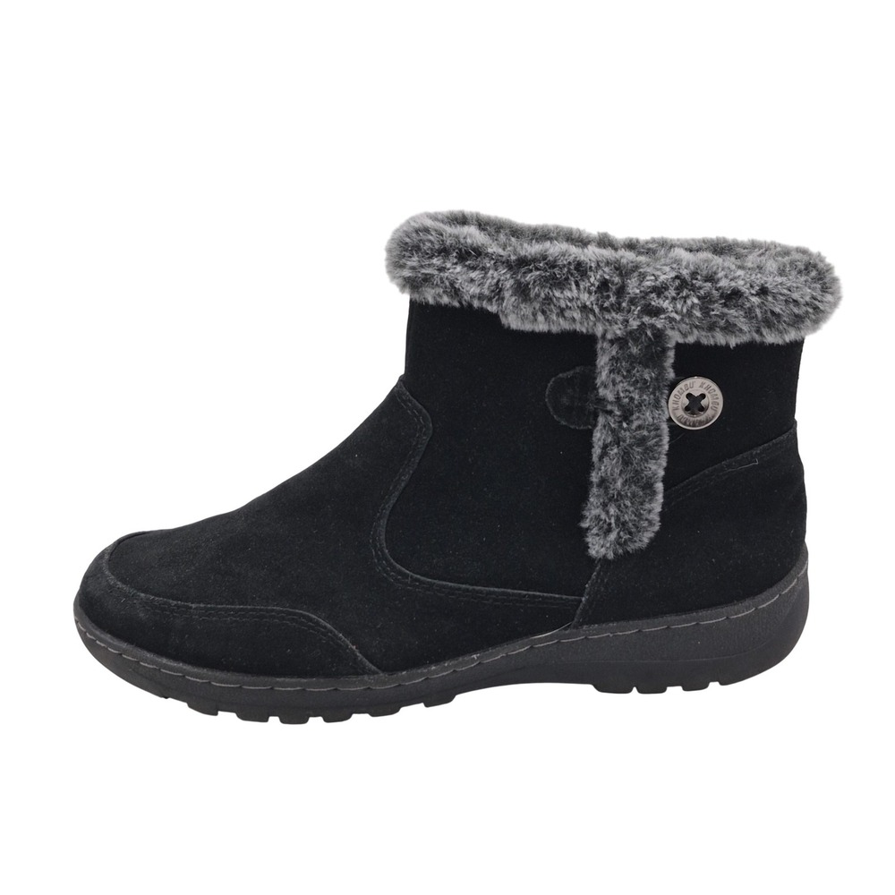LifeStride Iris Boots Womens Size 10 Black‎ Leather Faux Fur Ankle Zip Winter